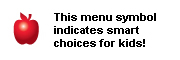 An apple - This menu symbol indicates smart choices for kids.